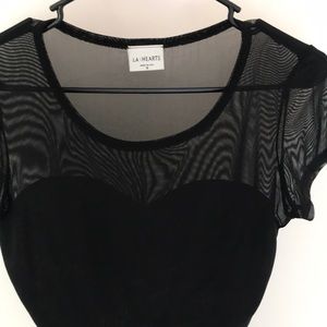 Sheer neck Crop Top